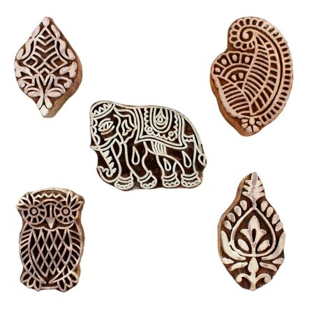 Set of 5 Piece New Mix Wooden Printing Blocks